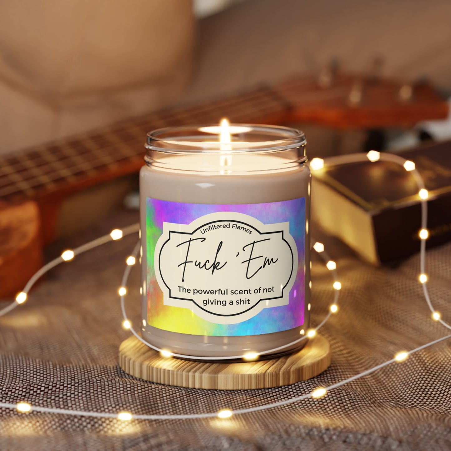 Fuck 'Em Scented Soy Candle, 9oz, Rainbow