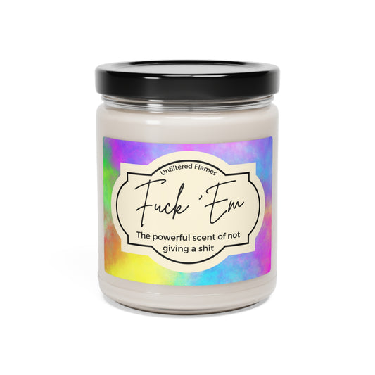 Fuck 'Em Scented Soy Candle, 9oz, Rainbow